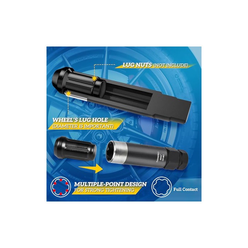 6 Spline Lug Nut Socket Set,2 Piece Lug Nut Key
