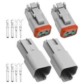 Hoypeyfiy 2Pcs 2 Pin Multi Plug Waterproof Connector Kit, Gray Waterproof Electrical Wire Connector Plug, 13Amps Waterproof Connector Kit Replacement for Deutsch Dt Series