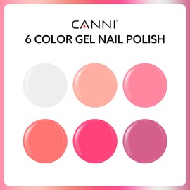 CANNI 6Pcs 9ml Pink Gel Nail Polish Set- Hot Pink Gel Polish Kit DIY at Home Salon Valentines Day Christmas New Year's Gifts for Girls