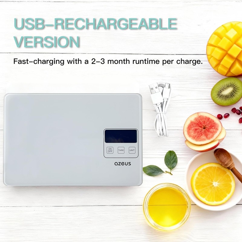 AZEUS USB Rechargeable Food Scale, Digital Kitchen Scale 11lb/5kg Capacity,