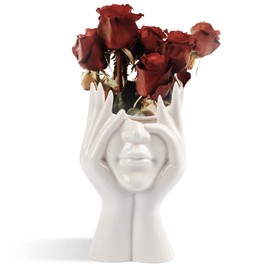 CEMABT Face Vase, Flower Vase, Desk Decor, Ceramic Body Vase, Female Shape, Ideal Shelf Decor, Modern Farmhouse Table Decor, Small Cute Vase Bookshelf Decor, Half Face Vase (Style-B)