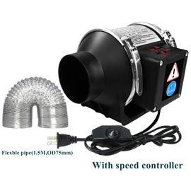 POLISI3D Powerful 3 Inch Duct Fan Ventilation AC Vent Blower Exhaust Air Fan with Speed Controller, Enhanced Air Flow, Low Noise for 3D Printer Enclosure, Grow Tent Ventilation Equipment
