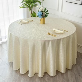 BHOMTY Rectangular Jacquard Tablecloth Protects and Decorates the Table Suitable for Home, Hotel, Restaurant, Wedding Banquet, Office, Meeting, Beige, 140 x 180 cm