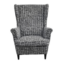 CRFATOP 2 Piece Wingback Chair Cover Printed Wing Chair Slipcovers Stretch Wingback Armchair Covers Furniture Protector with Elastic Bottom for Living Room Bedroom Wingback Chair,07