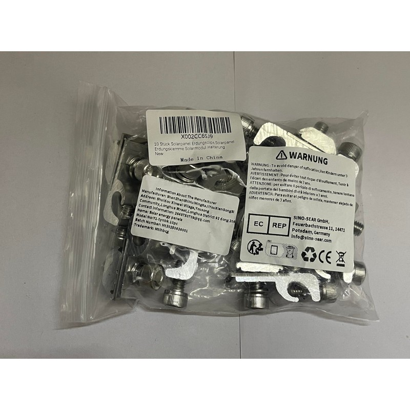 Pack of 10 Solar Panel Grounding Clips, Solar Panel Grounding