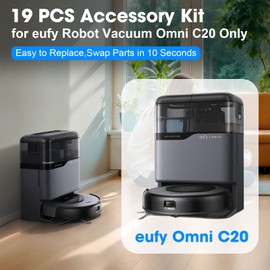 DrRobor 19-Pack Replacement Accessories Kit for eufy Omni C20 Vacuum Cleaner Includes Main Brush, HEPA Filters, Dust Bags, Side Brushes High-Performance Compatible with eufy Robot Vacuum