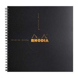 Rhodia 119960C Reverse Book (Stapled, 90 g, Vellum Paper, 21 x 21 cm, 80 Sheets, Squared, Practical and Resilient), Pack of 1, Black