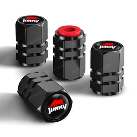 Jimny Air Valve Cap, Compatible with Jimny, JB64, JB74, and More Series, Aluminum Alloy, Dress-Up Parts, Lightweight, High Strength, Corrosion Prevention, Car Tire Valves, Pack of 4 (Jimny, Black)