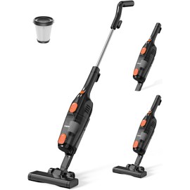 Candy Corded Stick Vacuum Cleaner, Powerful Suction Handheld Vacuum with One-Click Dust Disposal, 3-in-1 Use for Hard Floor, Ceramic Tile, 0.8 Liters Capacity, Easy Clean