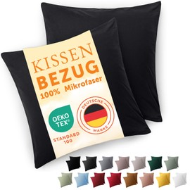 Blumtal Pack of 2 Cushion Covers, 65 x 65 cm, Oeko-Tex Certified. Pillowcases, 100% Microfibre, Extra Soft, Machine Washable - Cover Cushion 65 x 65 cm, Black