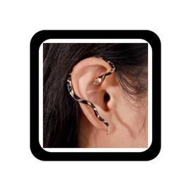 Zeshimb Gold Snake Ear Cuff Snake Wrap Ear Clip Earring Crystal Snake Climber Crawler Earrings Punk Right Ear Cuff Non-Piercing Serpent Wrap Earrings Jewelry for Women Girls