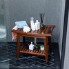 Forevich Bamboo Shower Bench Stool with Storage Shelf Waterproof Shower
