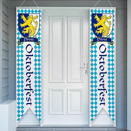 Pack of 2 Oktoberfest Decorative Banner, Oktoberfest Decoration, Bavarian Oktoberfest Flags Porch Sign Welcome Banner for Oktoberfest Party Indoor Outdoor Hanging Decoration
