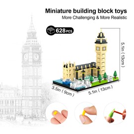 Big Ben Micro Blocks Set 628 PCS Mini Bricks World Famous Architecture Puzzle Toy, Gift for Kids Adults