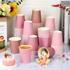qonimi 100 Pcs Disposable Paper Cups Gradient Pink 9oz Paper