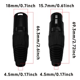 AUXBC 4Pcs 5 Pin XLR Plugs Connectors, 2 Male and 2 Female XLR Plug Audio Mic Microphone Connector, Solder Type Replacement M-Plug Audio Socket, Microphone Audio Socket