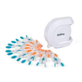 Beldray COMBO-2039 Retractable Clothesline & Pegs - 12m Extendable Laundry Line, Wall Mountable Washing Line, 24 Soft Grip Clothes Pegs, Rust & Moisture Resistant, Suitable for Outdoor/Indoor Use