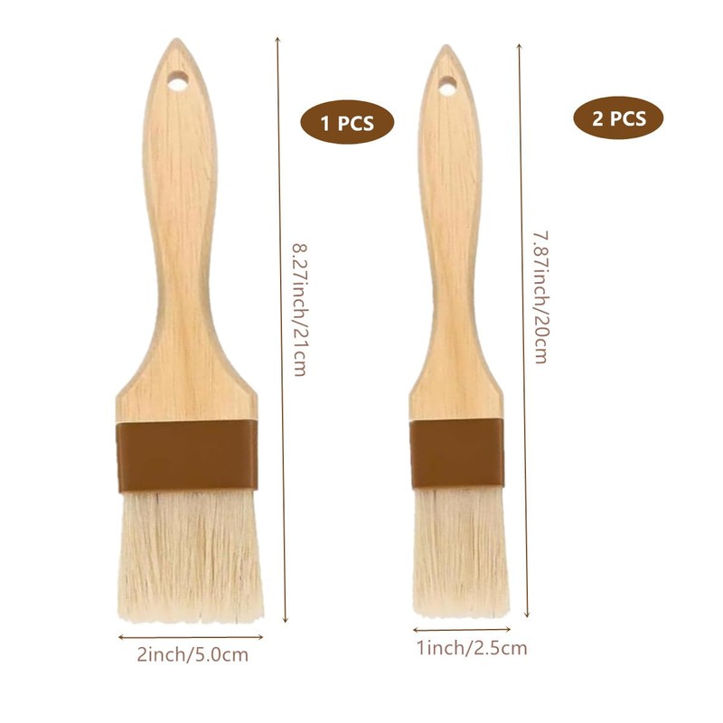 3pcs Natural Boar Bristle Brushes,Pastry Basting Brushes,for Barbecue,Outdoor Dining,Brush with