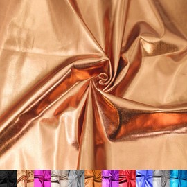 Texco 60" Wide Poly Spandex-Metallic Foil Fabric-Sold by The Yard-185 GSM, Medium Weight, 2-Way Stretch-Apparel, Leggings, Dance Outfits, Party & DIY, Copper 1 Yard
