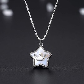 VIKI LYNN Women's Star Pendant Necklace in White Mother of Pearl and 925 Sterling Silver Christmas Birthday Gift for Wife Girls, Sterling Silver Sterling silver White Mother of Pearl, Mother of Pearl