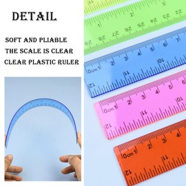 12Pcs 30cm Plastic Ruler Colorful Clear Ruler 12 inch Shatterproof Ruler Straight Ruler Measuring Ruler Kitchen Ruler Color Transparent Ruler Colourful Ruler 30Cm for Student Kids Gift School Office