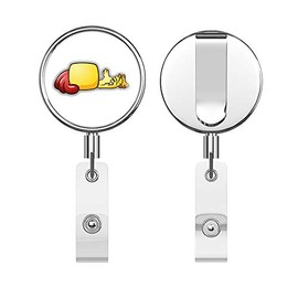 Cartoon Chicken Round ID Badge Key Card Tag Holder Badge Retractable Reel Badge Holder with Belt Clip