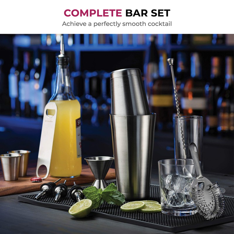 Expert Cocktail Shaker Home Bar Set - 14 Piece Stainless