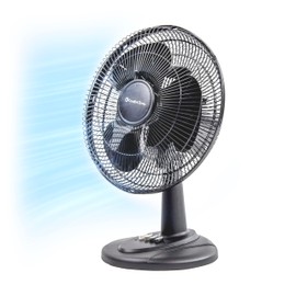 Comfort Zone Oscillating Table Fan with Adjustable Tilt, Convenient Push Button Controls, Quiet, 12 inch, 3 Speed, Desk Fan, Airflow 7.25 ft/sec, Ideal for Home, Bedroom, Dorm & Office, CZ121BK