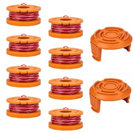 Pack of 8 grass trimmer spool for Worx grass trimmers, all compatible WA0010 replacement trimmer thread spool with 20 V Worx grass trimmer thread WG151 WG163 WGg, 175 WG180, diameter 1.65 mm, 3 m and