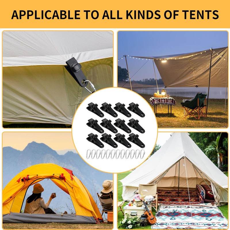 CADUFUELLY 24 Pcs Tarp Clips with Carabiner Lock Grip Thumb