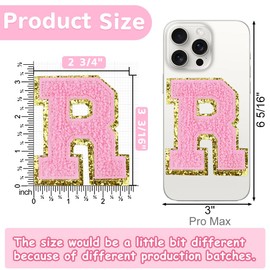 6 Pcs Large 3 Inch R Chenille Letter Patches, Iron on Letters for Fabric and Clothing, Glitter Embroidery Varsity for Letterman Jacket, Backpacks Hats, Sew or Iron on