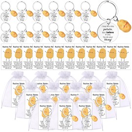 12 Set Emotional Support Gift Inspirational Cheer Cards withe Positive Potato Keychains Employee Appreciation Gifts Bulk for Coworker Team Staff Teacher Colleague Office School Pocket Favors