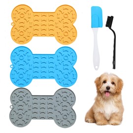 Minging Licking Mat for Dogs, Cats, Pack of 3 Dogs and Cats with Suction Cups with Spatula and Brush for Bathing, Care and Training for Puppies, Lick Mat, Dog, Cat, Small Lick Mat for Dogs