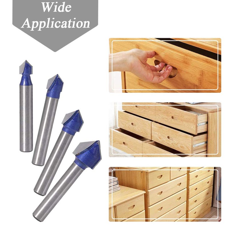 Mesee 4 Pieces 90 Degree V Groove Router Bit Set,