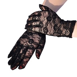 Kingsie Women's Lace Gloves, Thin, UV Protection, Sunscreen, UV Protection, Summer, Weddings, Coming-of-Age Ceremonies, Black