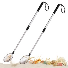 2 Pack Beach Scoop Shovel and Sifter Tool, Sand Sifter for The Beach with Adjustable Handle, Multifunctional Sea Shell Sifting Shovels Shell Scooper for Picking Up Shells, Litter
