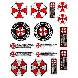 Juego de 16 pegatinas de Umbrella Corporation, calcomanías de Raccoon City para ventana de coche, camión, parachoques y bicicleta
