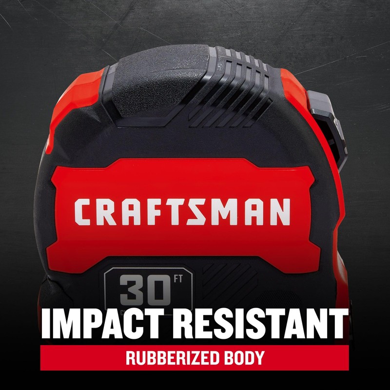 CRAFTSMAN 30-ft Tape Measure with Fraction Markings, Retractable (CMHT37445S)