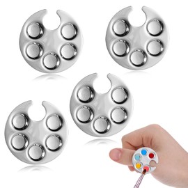 4 Pack Mini Nail Art Palette, Nail Rings Palette, Finger Rings Metal Manicure Palette Tools, Nail Polish Mixing Plate, Gel Palette Manicure for Nail Art Display