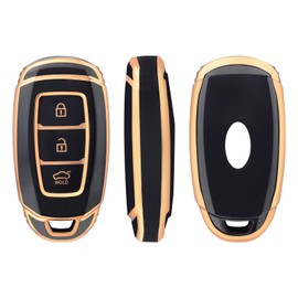 OFFCURVE Car Key Case, Key Cover, Key Cover, Protective Cover, 3 Buttons, Suitable for Hyundai i10 i30 ix25 ix35 IG Santa Fe Kona Elantra Grandeur Solaris Azera Tucson Palisade