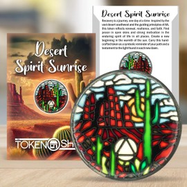 The Token Shop Stained Glass AA Coin, Scenic Journey Alcoholics Anonymous Addiction Recovery Sobriety Chip Medallion, Inspirational Sober Gifts for Men and Women by the Token Shop (Desert Spirit Sunrise)