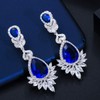 CWWZircons Big Blue Long Dangle Wedding Earrings for Brides Waterdrop