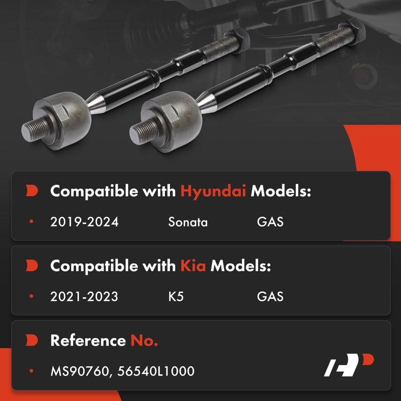A-Premium 2 x Front Inner Tie Rod Ends, Compatible with