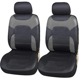 Upgrade4cars Upgrade4cars Sitzbezge Auto Vordersitze Kunst-Leder Schonbezge Set Universal Schwarz Grau | Auto-Zubeh?r Innenraum Sitzschoner