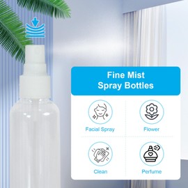 DESKEMAI Clear Plastic Spray Bottles, 2 oz/50ml, Fine Mist, Small Refillable Liquid Containers, for Travel, Cleaning, Gardening, Skin Care, 2 Pack