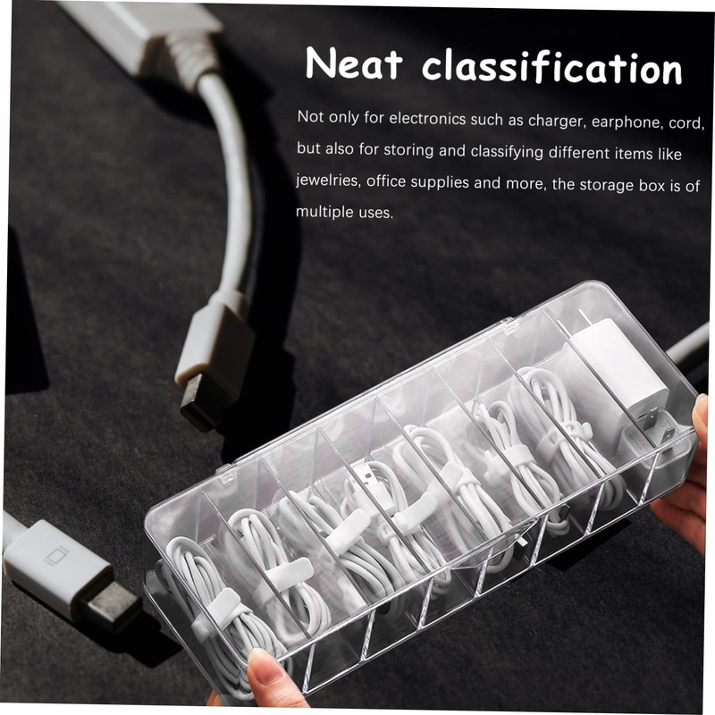 CAXUSD Electronics Cord Organizer Box with Lid Cable Storage for