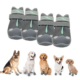 MOOB Dog Shoes for Large Small Medium Dogs - Breathable Dog Boots for Summer Hot Pavement, 4 Pcs Medium Dog Booties with Rugged Anti-Slip Dog Booties for Hardwood Floor（Size 5）