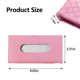 Wuyaoyao Car Tissue Holder, Auto Sun Visor Napkin Holder Mask Holder, Premium PU Leather Car Tissue Holder Visor Tissue Dispenser, Universal Sun Visor Tissue Box for Most Vehicle (Plaid-Pink)
