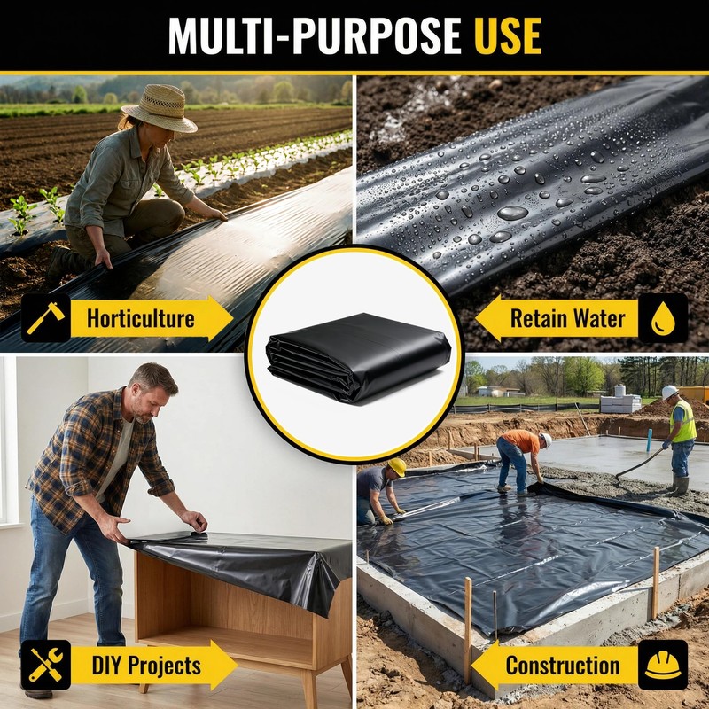 4 Mil Black Plastic Sheeting Roll, 4 FT x 100