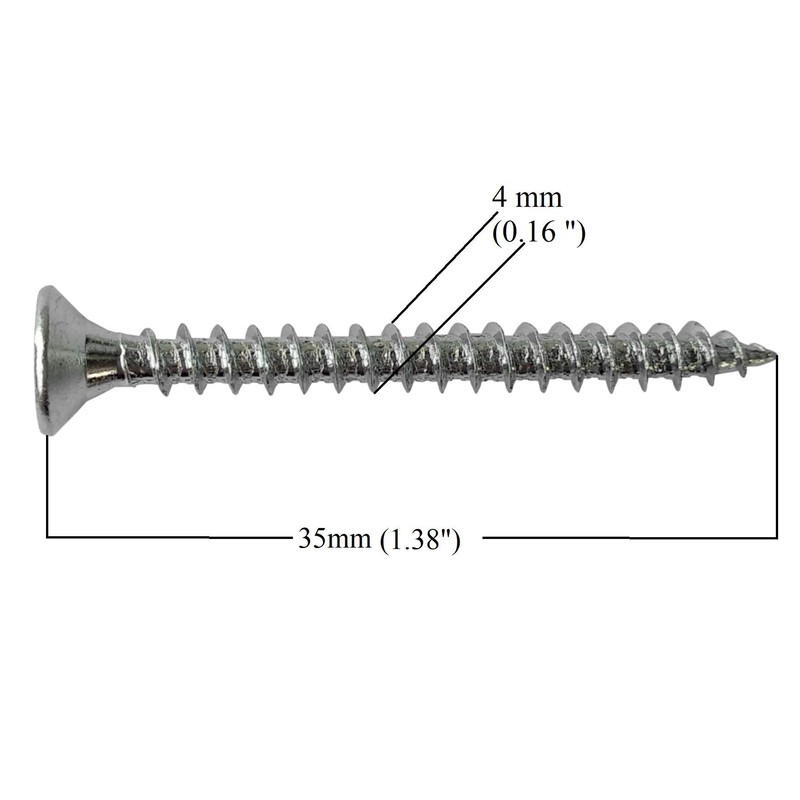 M4 Wood Screws Zinc Plated Silver Full Thread Self-Tapping Long